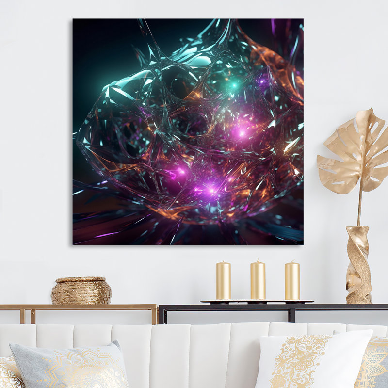 Cristaux photoniques d'abstraction atomique - impression, H 36 po x l 36 po x P 1,5 po, Toile tendue