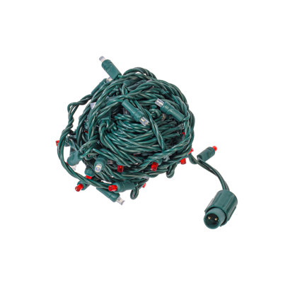Vickerman 50 Frosted Red-Warm White Wide Angle Single Mold End-Connecting Coaxial Non-Rectified LED Light Set with 22 Gauge Green Wire