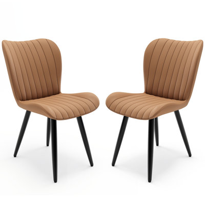 Chaises de salle à manger modernes en similicuir avec coussins épais et pieds en métal, chaises d'appoint en faux cuir sans accoudoirs pour la cuisine et la salle à manger