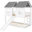 Twin Over Bunk Bed With Windows - Provide A Relaxing And Safe Sleep Space House Slide Made Of Materials For Long-term Use