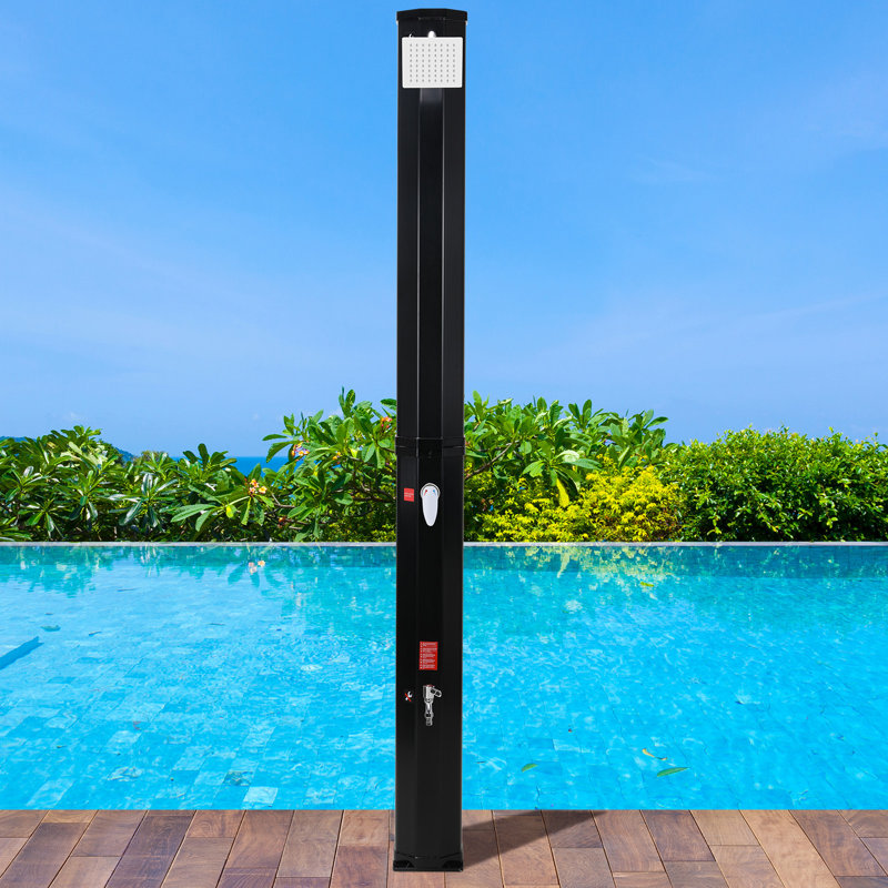 Bronislaus Solar Powered Metal Free Standing Outdoor Shower and Footwash Spout