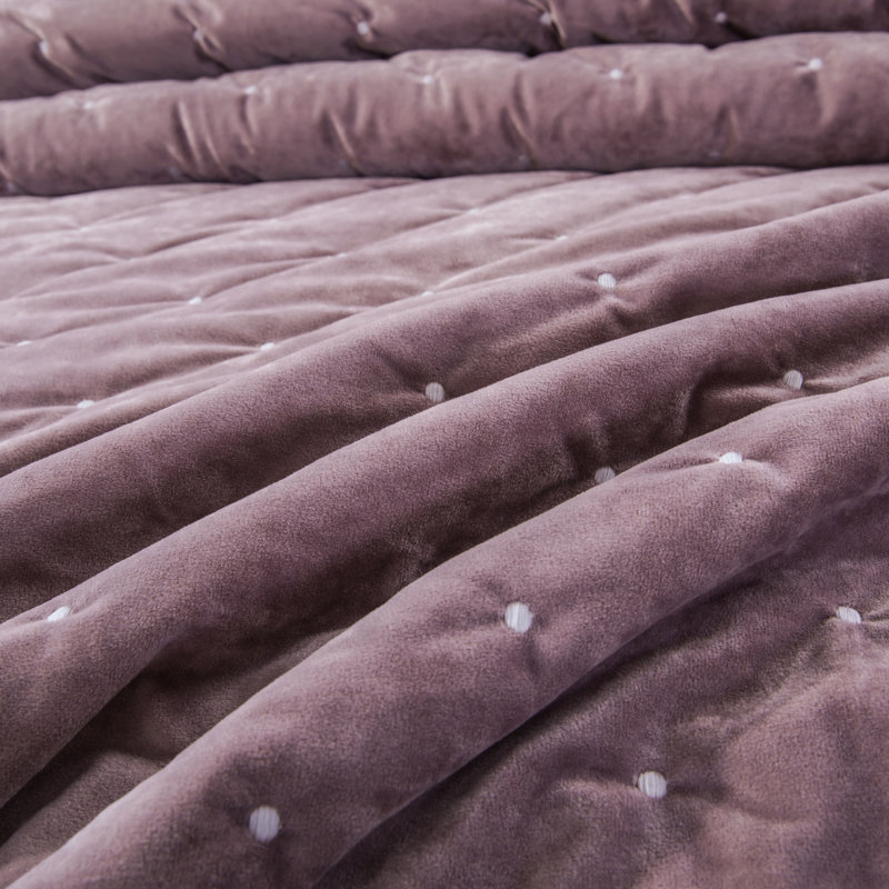 Ensemble de courtepointe Velvety Dreams, Courtepointe pour lit simple + 1 taie décorative, Mauve