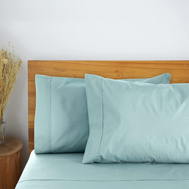 LuxClub 2 PC Light Teal Queen Performance Microfiber Solid Pillowcase Set, Queen Pillowcase, Light Teal