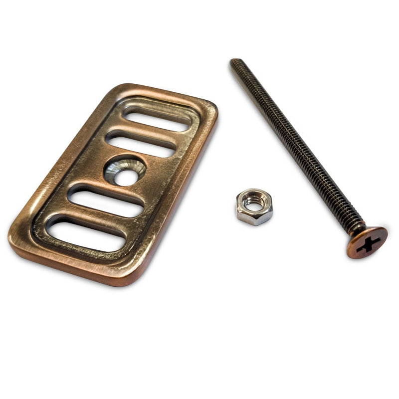 Astini, RAK, Rangemaster, Caple Square Ceramic Sink Overflow Cover Plate Collection, Copper