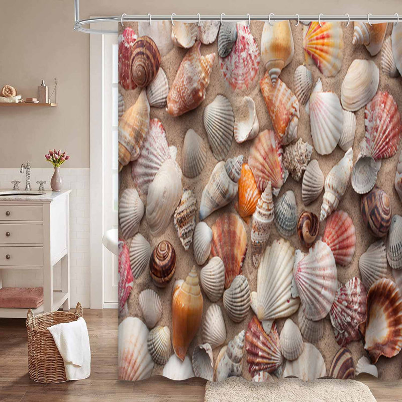Coquille de mer d'été, plage de sable, coquille, bordure naturelle avec 12 crochets, L 72 po x l 72 po