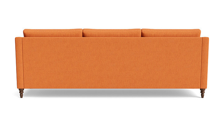 Vera Sofa (95"), Performance Weave - Carrot, Walnut Finish (Turned)