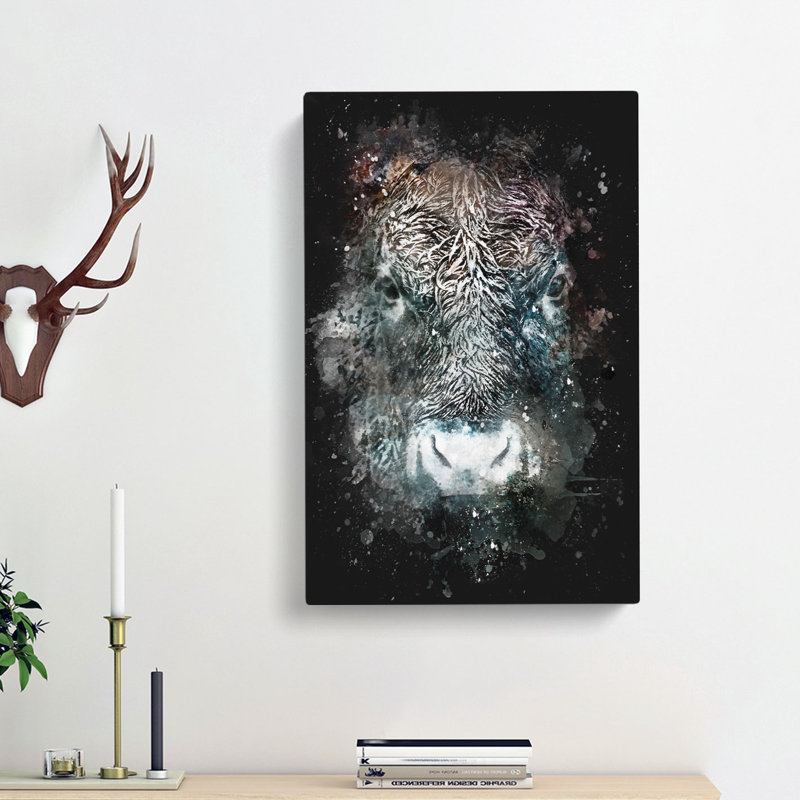 Colourful Bull Cow - Wrapped Canvas, 60cm H x 40cm W x 3cm D