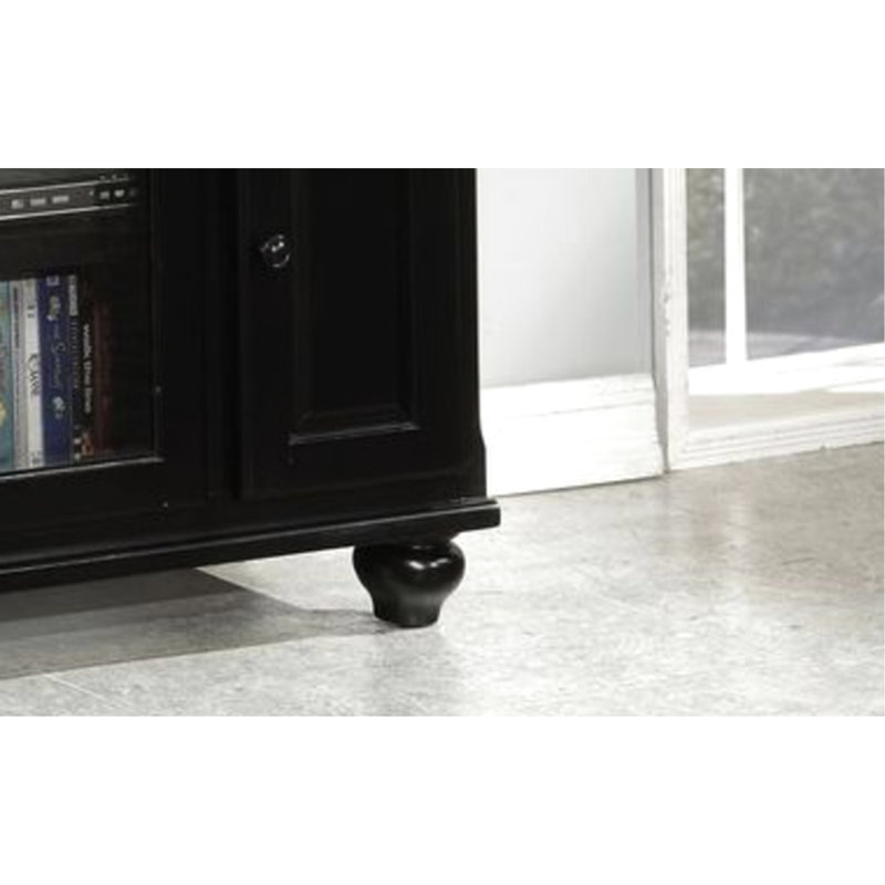 Meuble télé noir avec beaucoup de rangement, pouvant accueillir des téléviseurs de 50 à 59 pouces, 4 portes et 3 tablettes pour un meuble élégant et soigné à la maison, convient à une efficacité de 59 po