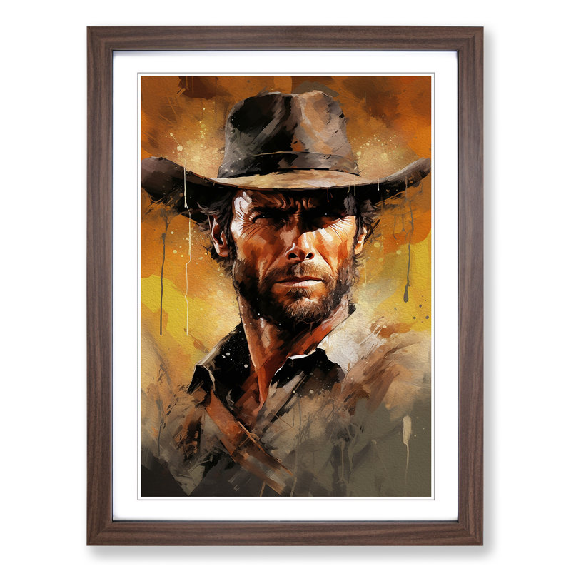 Clint Eastwood Action - Framed Print, 34cm H x 25cm W x 2cm D, Walnut Framed