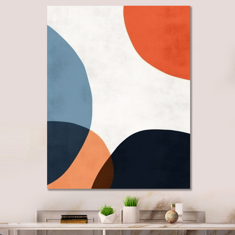 Motif boho bleu et orange minimal 2, Toile tendue, H 32 po x l 16 po x P 1 po