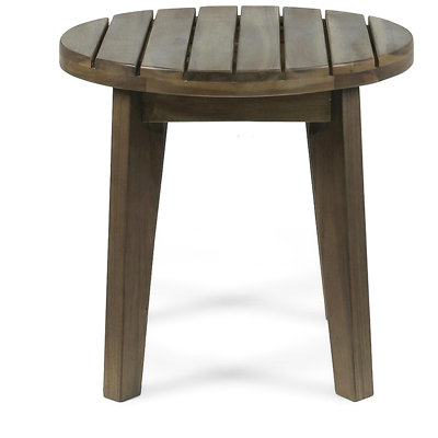 Outdoor 16" Acacia Wood Side Table, Gray Finish
