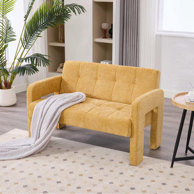 Small Loveseat Sofa With Dual Armrests,modern Double Armchair For Small Space