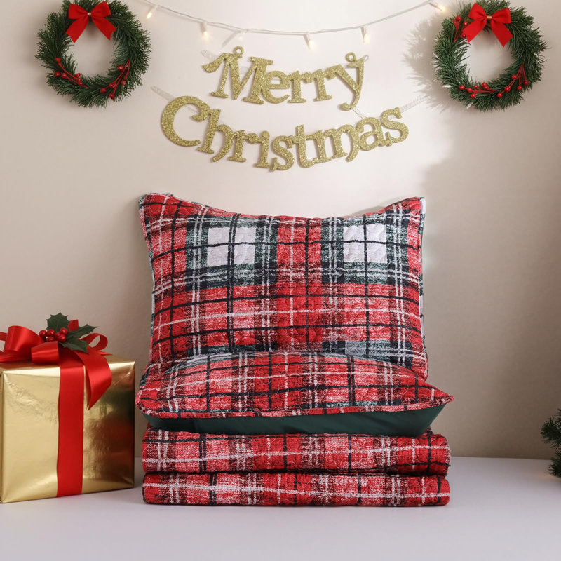 Ensemble de courtepointe de Noël, courtepointe en microfibre douce, couvre-lit léger pour l'hiver