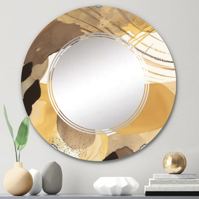 Azami - Miroir mural moderne rond, 24 po x 24 po