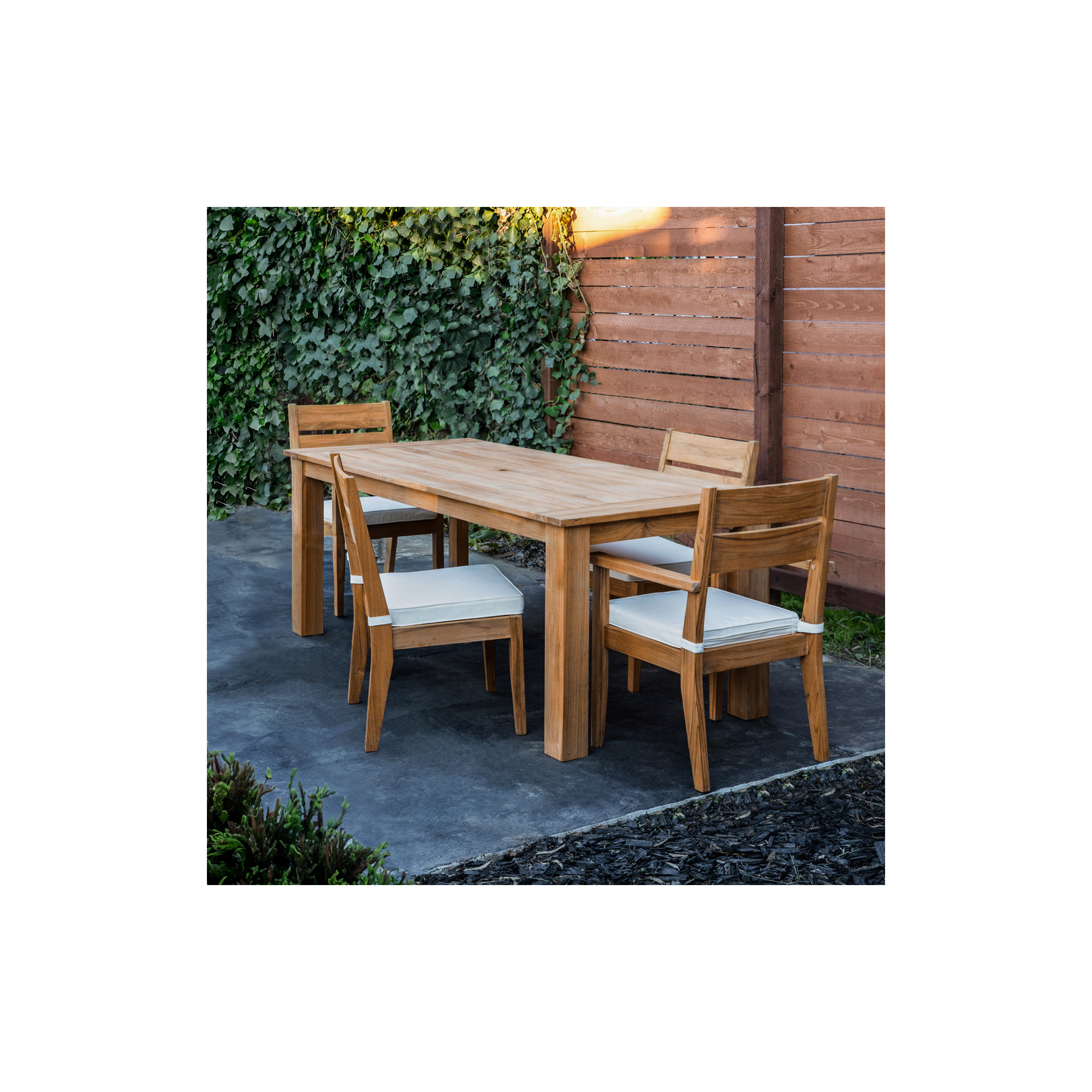 Carenen 6 - Person Rectangular Teak Outdoor Dining Set with Cushions