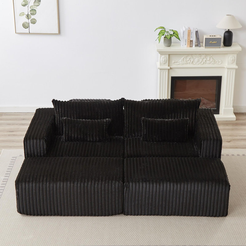 Fauteuil inclinable moderne pour 2 personnes, Velours côtelé noir