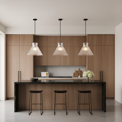 Liouet 1 Light Kitchen Pendant With Clear Ribbed Shade