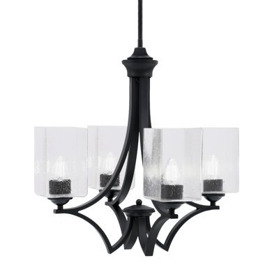 Lustre suspendu 4 lumières Zilo avec verre carré transparent de 4 po