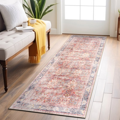 Tapis antidérapant à bordure rétro lavable à la machine