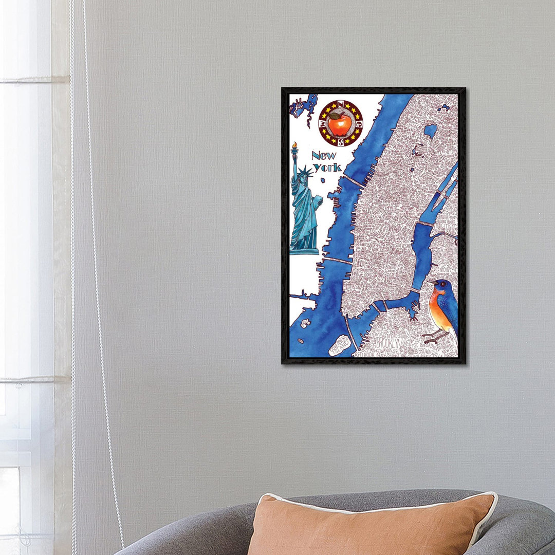 New York City Weltkarte von Terri Kelleher - Galerie-verpackte Leinwand Giclée auf Leinwand