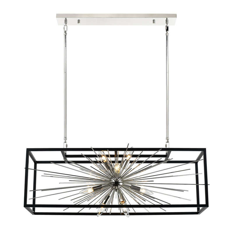 Lustre 10 lumières Zaiyan, Argent / noir