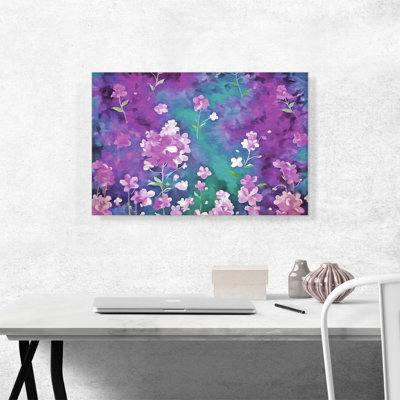 Fleurs roses et mauves, reproduction d'art sur toile tendue