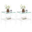 Ensemble de 3 tables basses et tables de bout, table en verre trempé avec panneau de fibres à densité moyenne, tables modernes pour le salon, verre-1129030102-1129030103