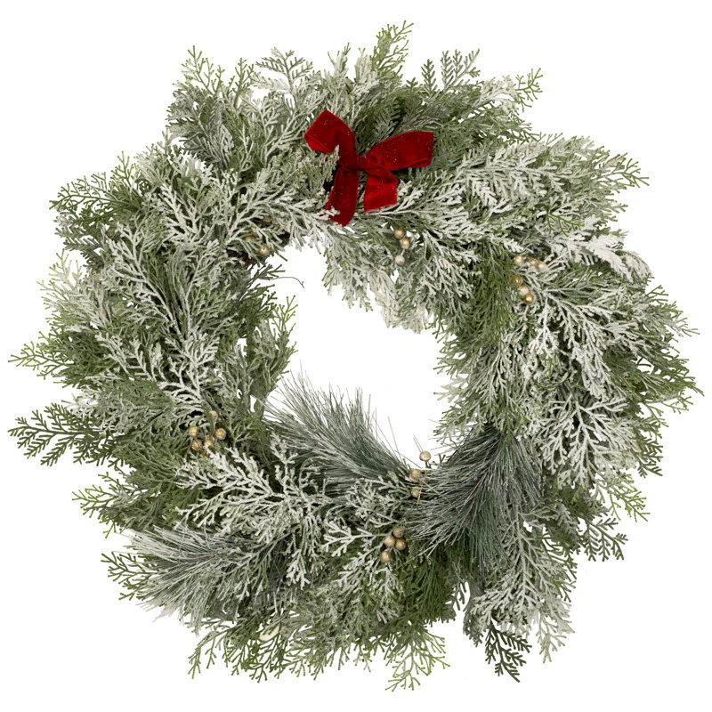 Real Touch Cedar And White Pine Artificial Christmas Wreath - 30" - Unlit