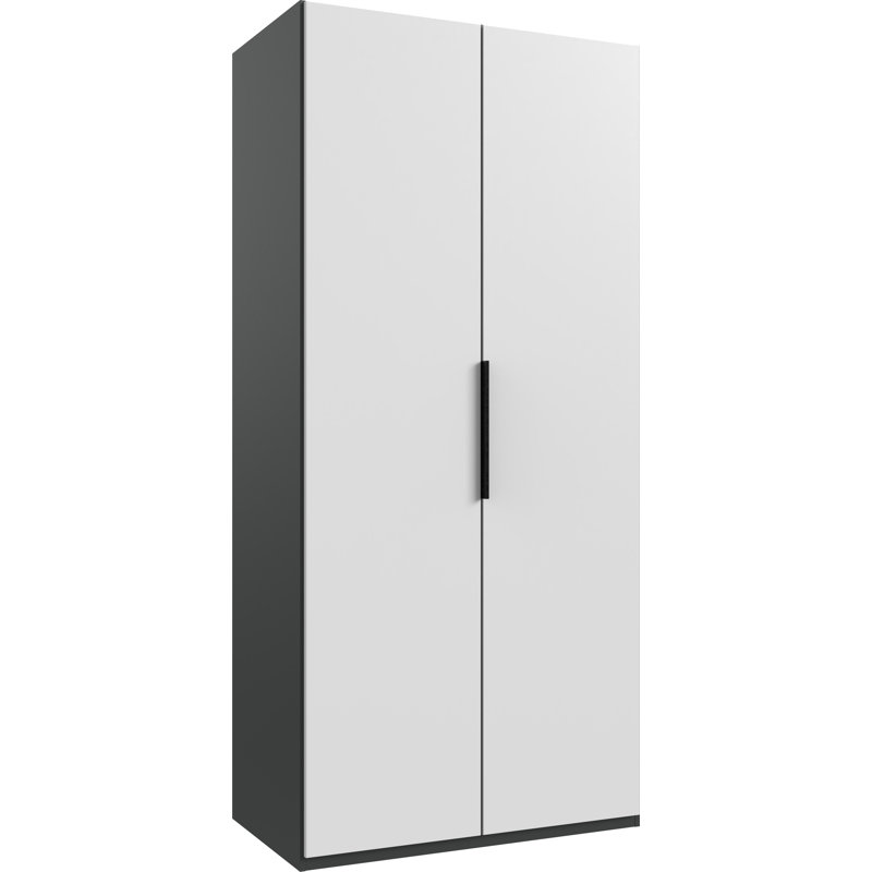 Guardino 2 Door Wardrobe, 236cm H x 100cm W x 58cm D, Graphite/White