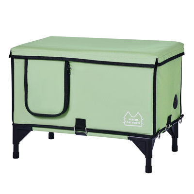 Cuboid Elevated Heated Cat House  M  With 30W Pad - Power Failure Protection, Pearl Cotton Insulation, Dual Layer Coating, Stable Outdoor Shelter Waterproof Over Temperature Heat Reflective Interior,