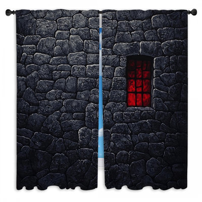 Castle Wall Window Curtains  Architecture Gothic Drapes - 2 Panels