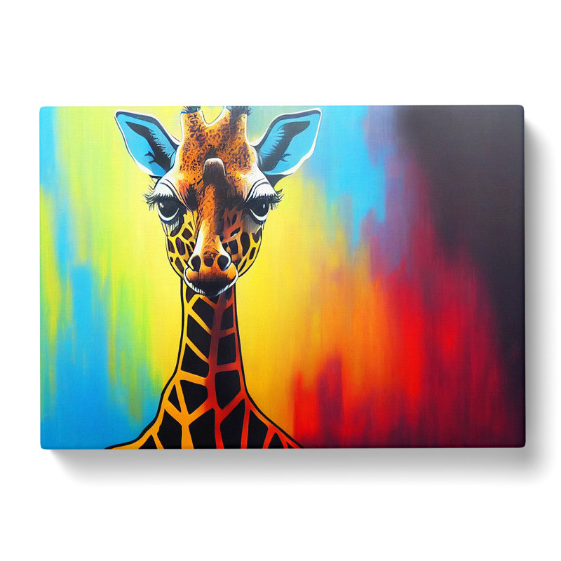 Giraffe In Colour - Wrapped Canvas Painting, 50cm H x 76cm W x 3cm D