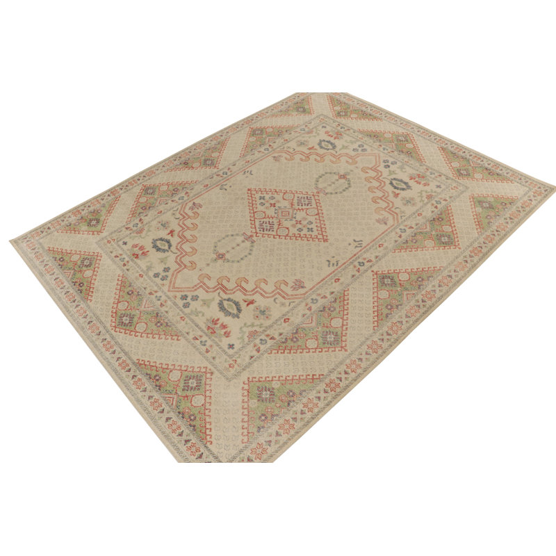 Distressed Homage Hand Knotted Wool Geometric Area Rug, Rectangle 8' x 10'