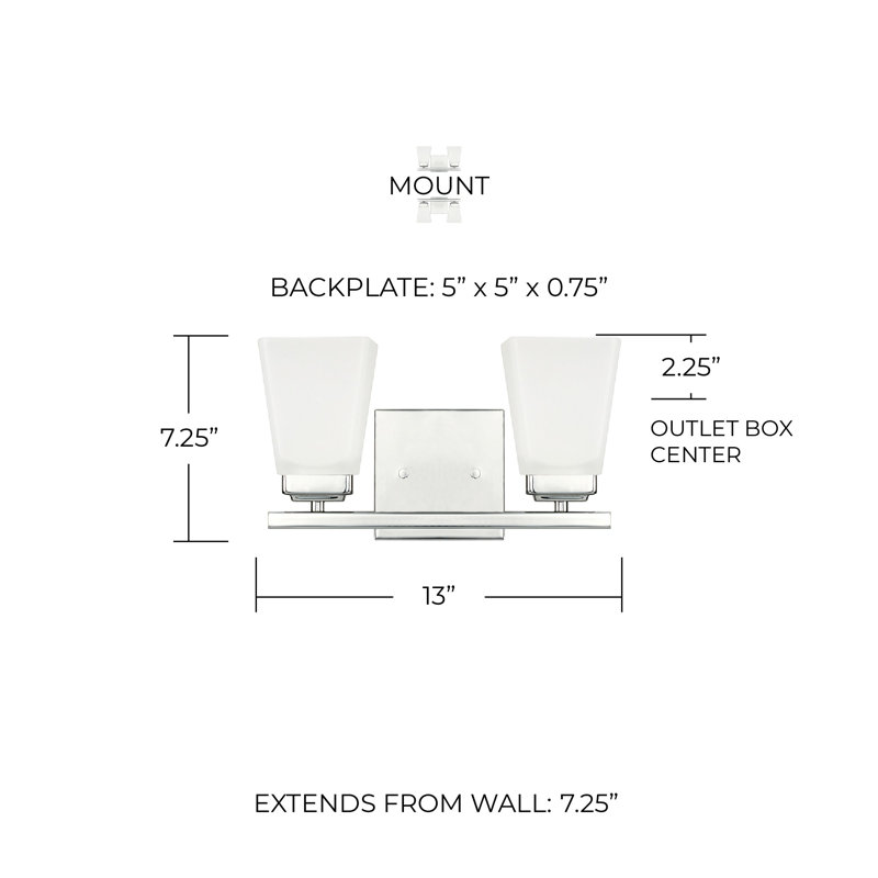 Éclairage pour meuble-lavabo à intensité variable Baxley, Nickel poli, 2