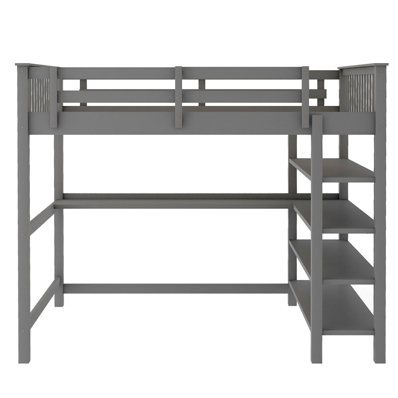 Geramiah Kids Loft Bed, Gray, Twin