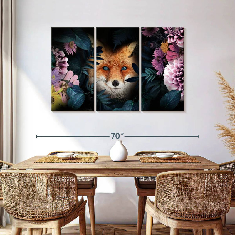 Brampt Floral Red Fox, 36" H x 57" W