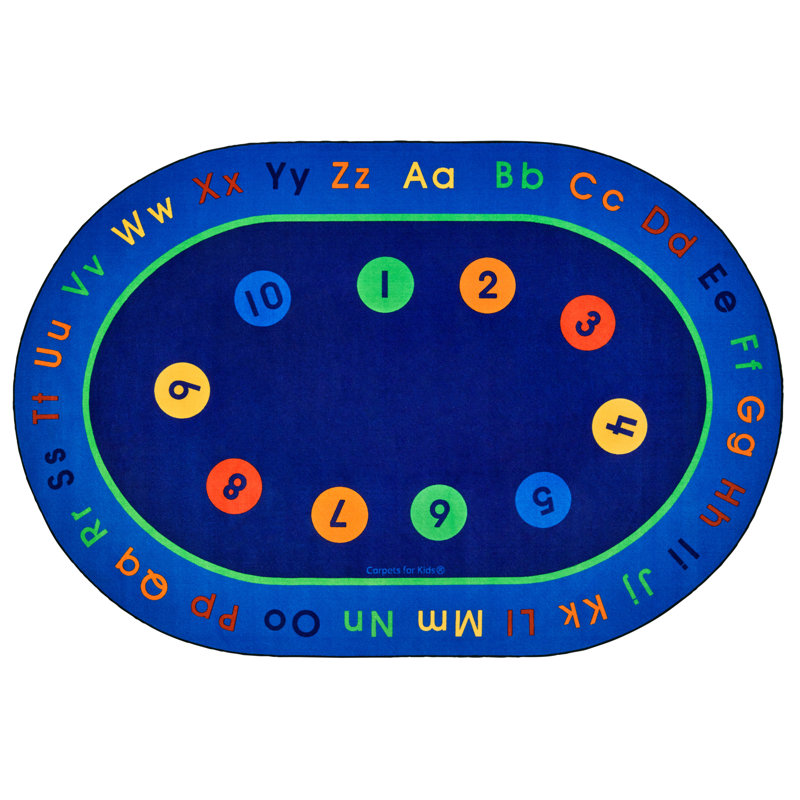 Tapis bleu pour salle de classe Basic Preschool Concepts, Ovale 8 pi x 12 pi