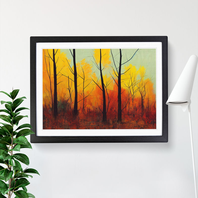 Ravishing Autumn Forest - Single Picture Frame Print, 46cm H x 64cm W x 2cm D, Black