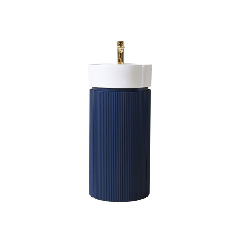Ensemble de meuble-lavabo simple 16 po avec surface solide 16 po, Bleu