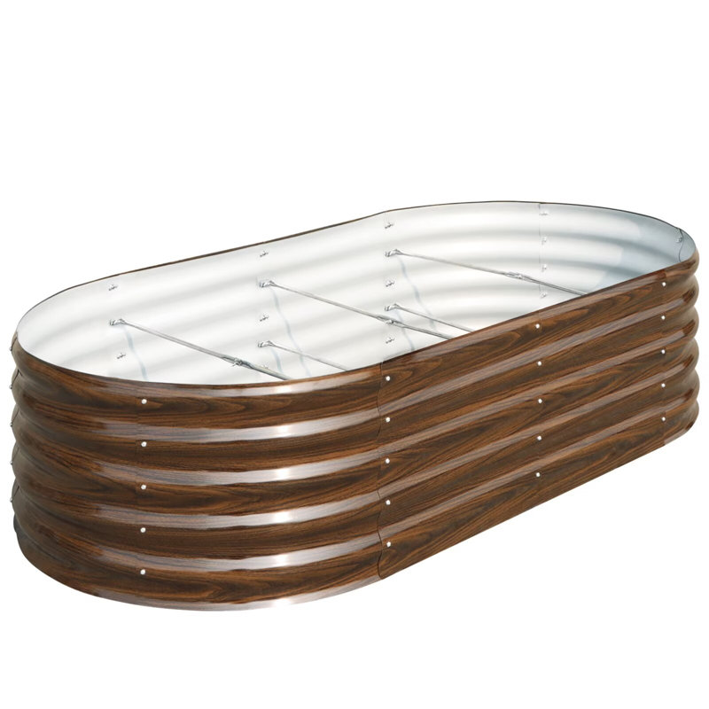  17" Tall 6x3 ft Modular Metal Raised Garden Bed, Brown, 17'' H X 48'' W X 96'' D