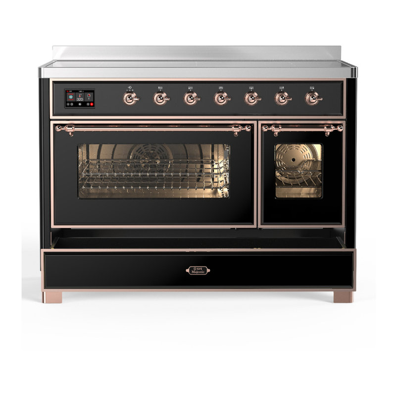 Majestic III Series 48 Inch Induction Range with 6 Induction Elements in Glossy Black (Copper Trim), Copper, Glossy Black