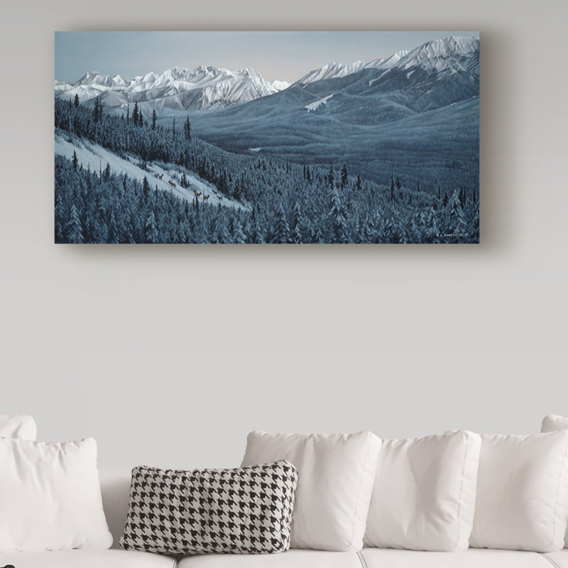 «Winter Valley Elk» par Etelca, impression sur toile tendue, H 10 po x l 19 po x P 2 po