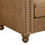 Tissu 3 places: coussin mi-moelleux, pieds, aspect classique brun avec: peau, style, longue durée