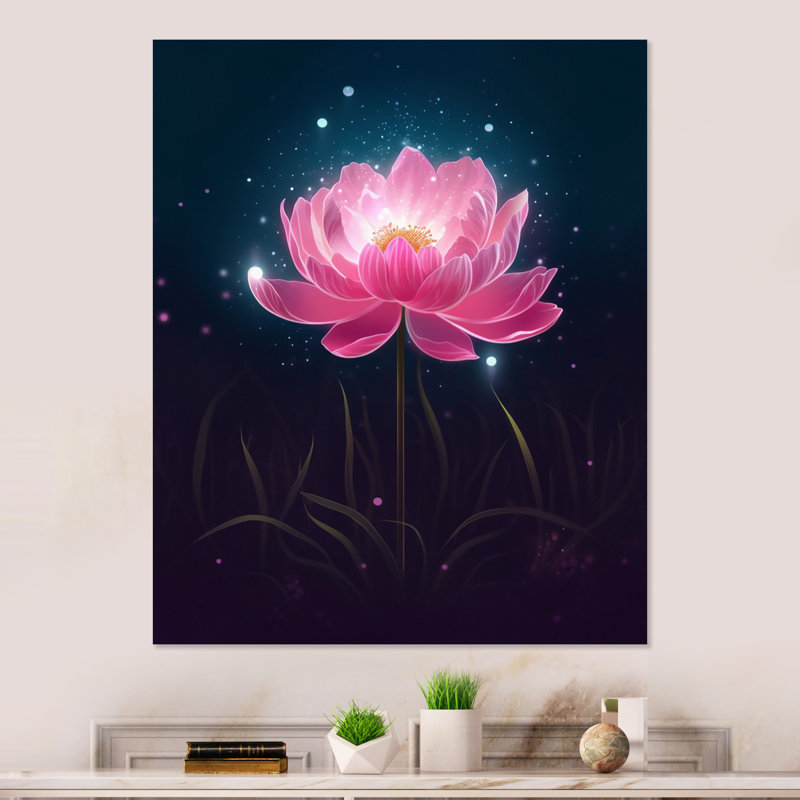 Rose lotus divin résilience II sur métal, H 32 po x l 16 po x P 1 po