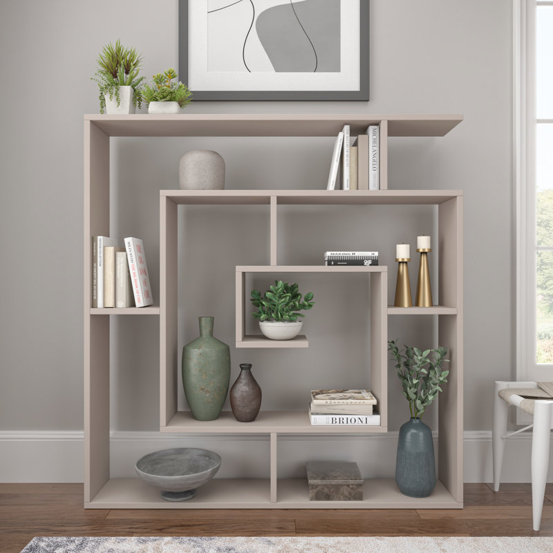 Abston Geometric Bookcase, Light Mocha