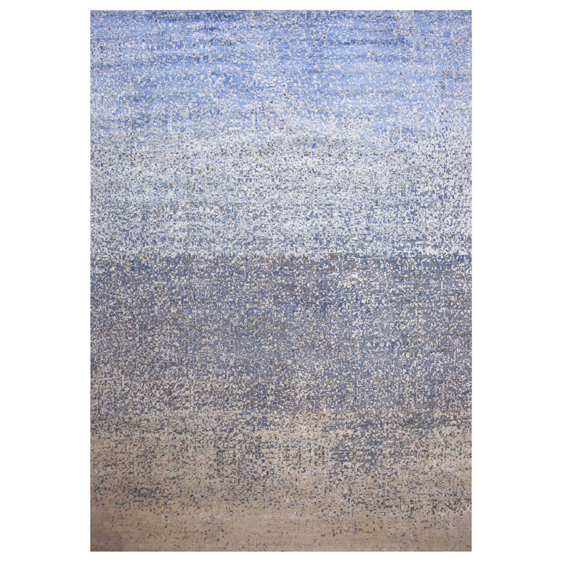 Tapis oriental bleu surdimensionné en laine pure noué à la main 12 po x 18 po Denim 12 po x 18 po CA2E6F5458CA49208ABD0C35CBF3BABD