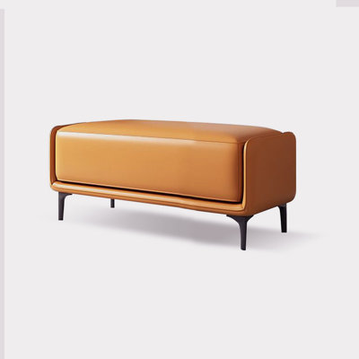 Orange Faux leather Upholstered Bench