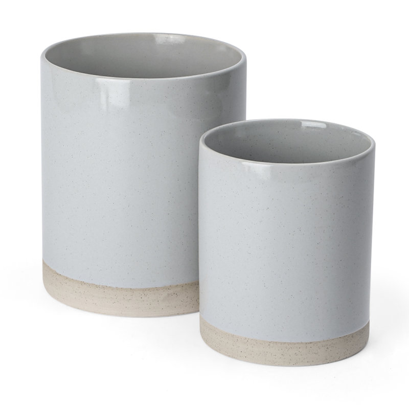 Latitude Run® Stoneware Utensil Crock (Set of 2), Light Gray