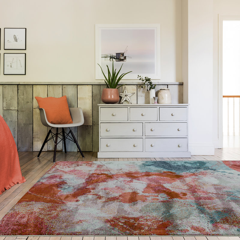 Lara Sundown Power Loom Red/Blue Rug, Rectangle 200 x 290cm