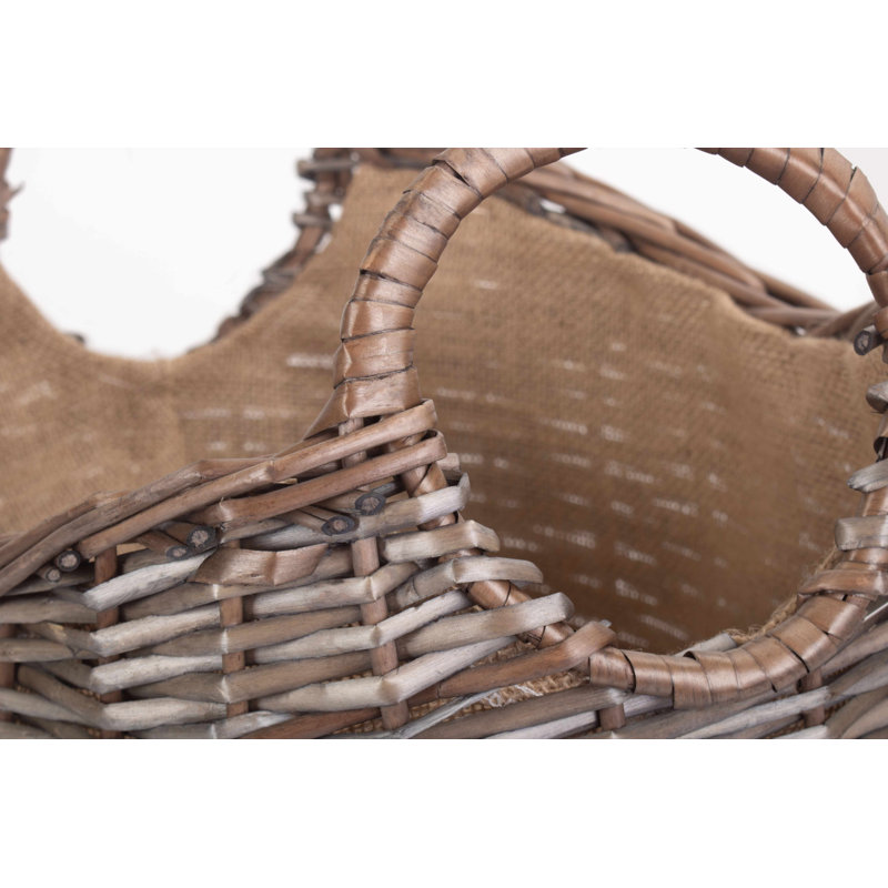 Wicker Scoop Neck Hessian Lined Basket, 37cm H x 25cm W x 30cm D